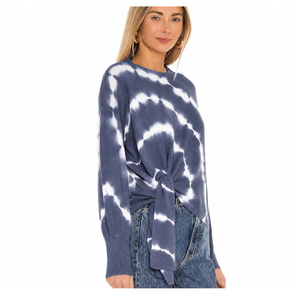 Cinq a Sept Women's XL Clerisa Tie Dye WOOL CASHMERE Sweater Top Blue White Knot